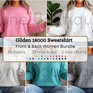 Gildan 18000 Mockup Bundle, Sweatshirt Gildan 18000 Crewneck Mock-up Bundle, Model Mockup, Neutral Casual Simple Gildan 18000 Mocks Bundle