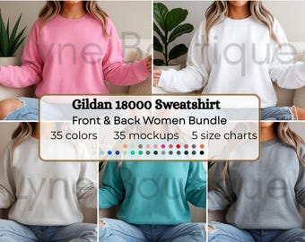 Gildan 18000 Mockup Bundle, Sweatshirt Gildan 18000 Crewneck Mock-up Bundle, Model Mockup, Neutral Casual Simple Gildan 18000 Mocks Bundle