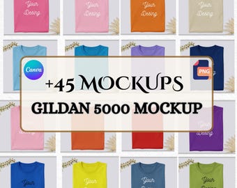 Pacote de maquete Gildan 5000, pacote de maquete de camiseta Gildan 60, pacote de maquete de vestuário, pacote de maquete Gildan gildan 5000 maquete de verão