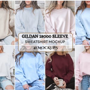 Gildan 18000 Mockup Bundle, Sweatshirt G180 Crewneck Mock-up Bundle, Model Mockup, Neutral Casual Simple Oversized Gildan 18000 Mocks Bundle