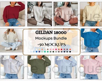 Paquete de maquetas Gildan 18000, paquete de maquetas de sudadera G180 con cuello redondo, maqueta de modelo, paquete de maquetas Gildan 18000 de gran tamaño, casual y neutral