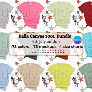 78 Colors Bella Canvas 3001 Mockup Bundle Editable Bella and Canvas T-shirt Mockup Bundle Boho Flat lay T-shirt Mockups POD