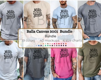 35+ Colors Bella Canvas 3001 Mockups, TShirt Mockup Bundle, 3001 Bella Canvas Bundle, POD Mockup, Best Print on Demand T-Shirt Mockup Bundle