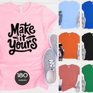 Bella Canvas 3001 Mockup Bundle 180 Colors Bella and Canvas T-shirt Mockup Bundle Boho Flat lay T-shirt Mockups POD Transparent Background