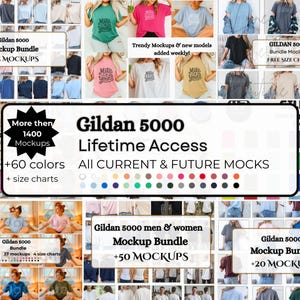 Gildan 5000 Mockup Bundle, G500 New Shop Essentials Collection, Popular High-Quality Tee Shirt Mock-ups, New Shop Bundle, man women