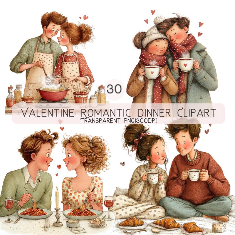 Valentine Dinner Clipart - Etsy