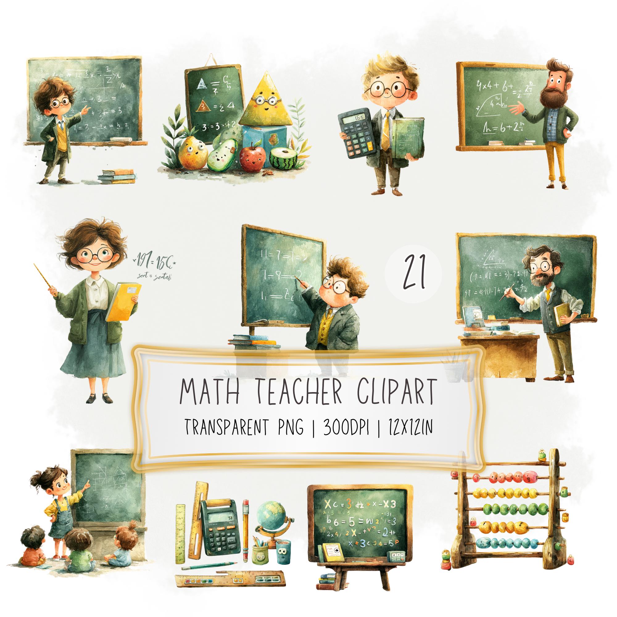 21 Math Teacher Clipart Bundle, Geometry Tools Clipart, Algebra ...