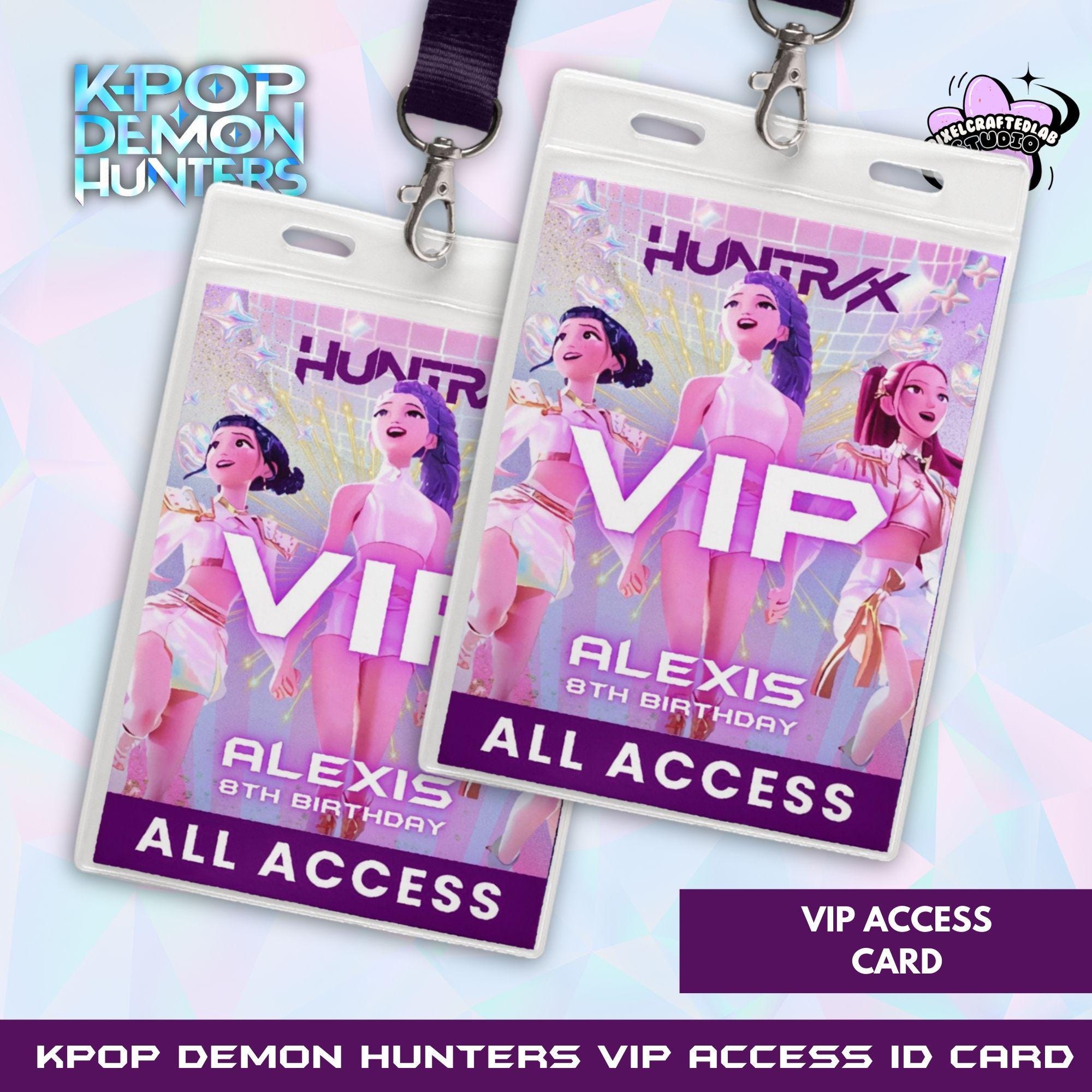 Kpop Demon Hunters VIP Access Card, Editable ID Canva Template, Kpop ...