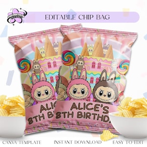 Labubu Party Chipbag | Labubu Chipbag | Labubu Party Favor | Labubu Party Decor | Labubu Party | Labubu Birthday Party | Chipbag Template
