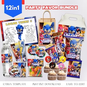 Editable Sonic Birthday Party Bundle | Sonic birthday Party Kit | Sonic Birthday Favor | Sonic Birthday Decoration