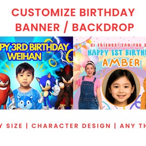 Customize/Rush Birthday Banner | Custom Birthday Backdrop | Ms Rachel Party Banner | Kawaii Friends Birthday banner | Sponge Birthday Banner