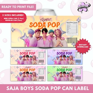 Kpop Demon Hunters Saja Boys Soda Pop Label | Soda Can Label | Saja Boys Party | Soda Pop | Demon Hunters Soda Pop | Huntr/x Party