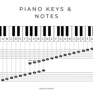 Piano Keyboard Chart | Beginner Notes Reference (digital Download) - Etsy