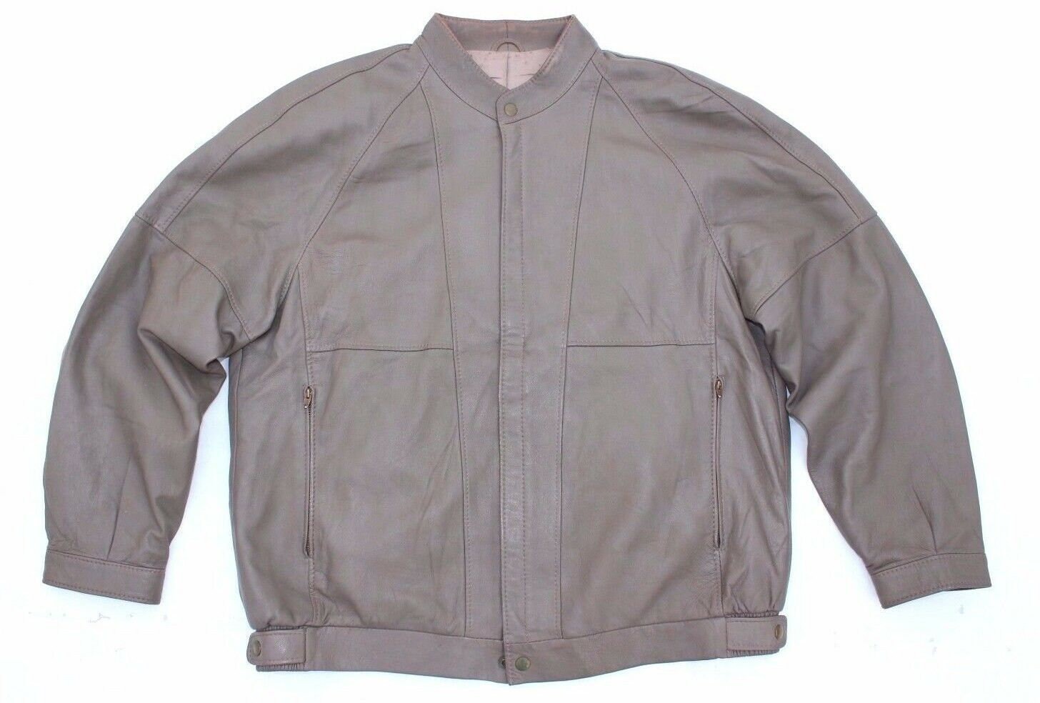 Image of Men's Vintage Christ Grey Brown 100% Leather Jacket Size L
