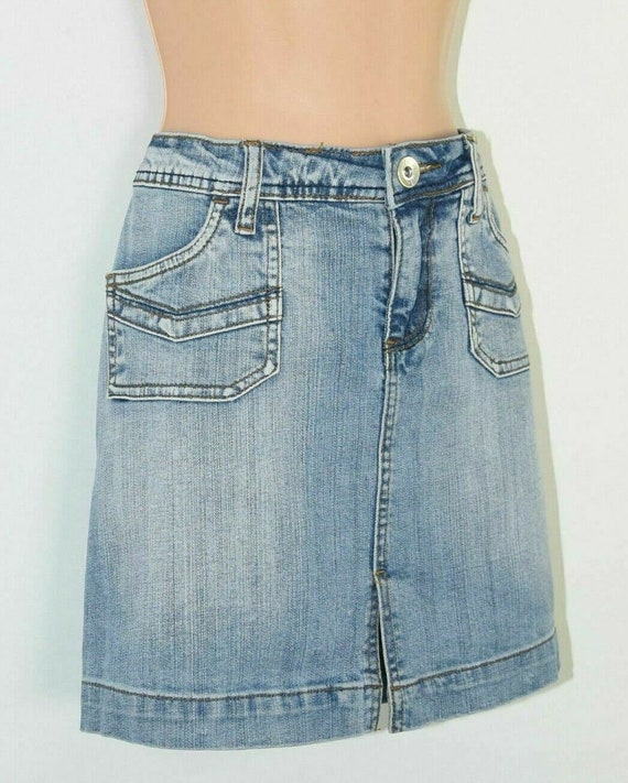 Women's Vintage AMISU Stretch Short Blue Denim Jean Skirt | Etsy Australia