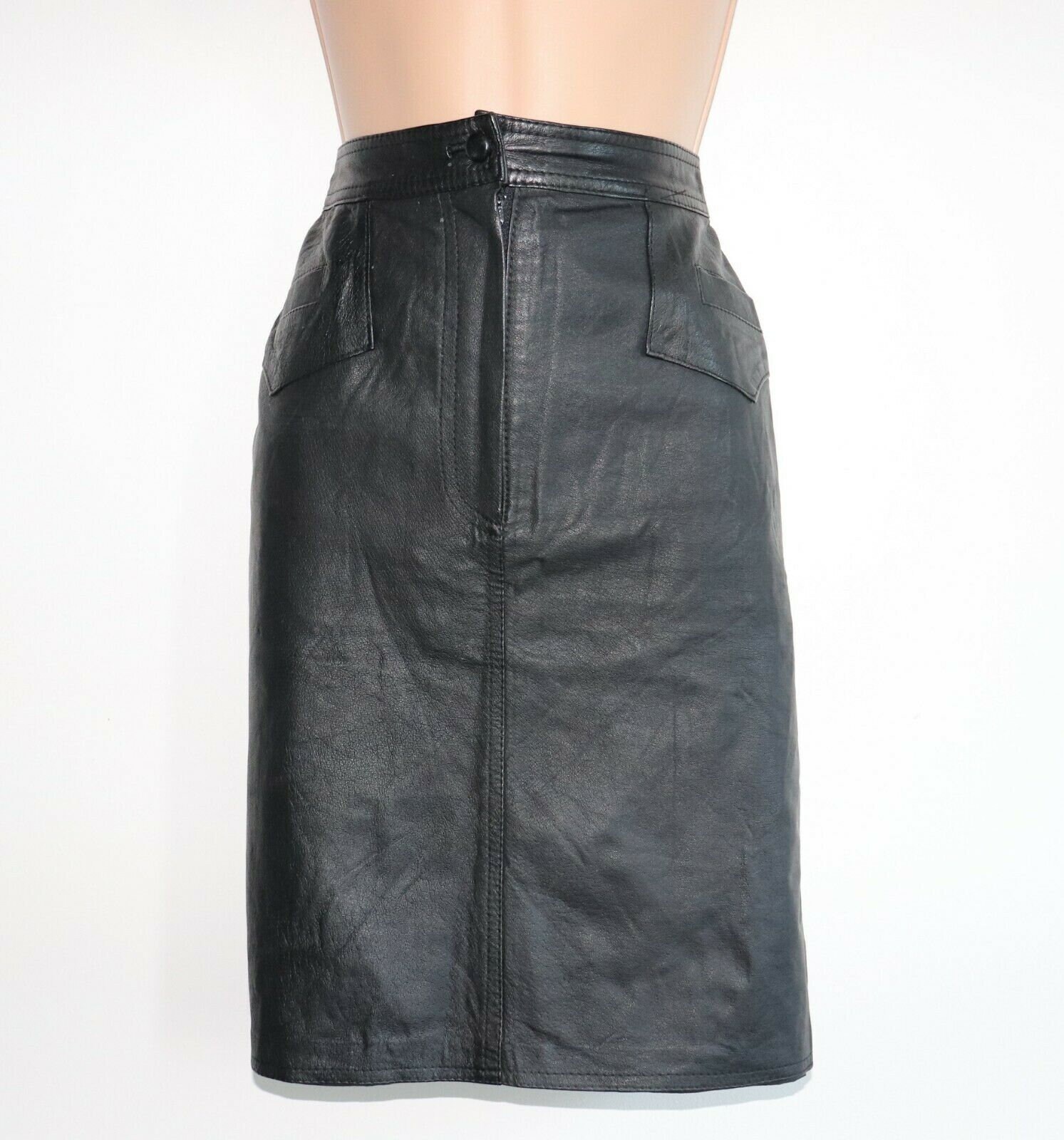 Women's Vintage High Waist Straight Black 100% Leather | Etsy