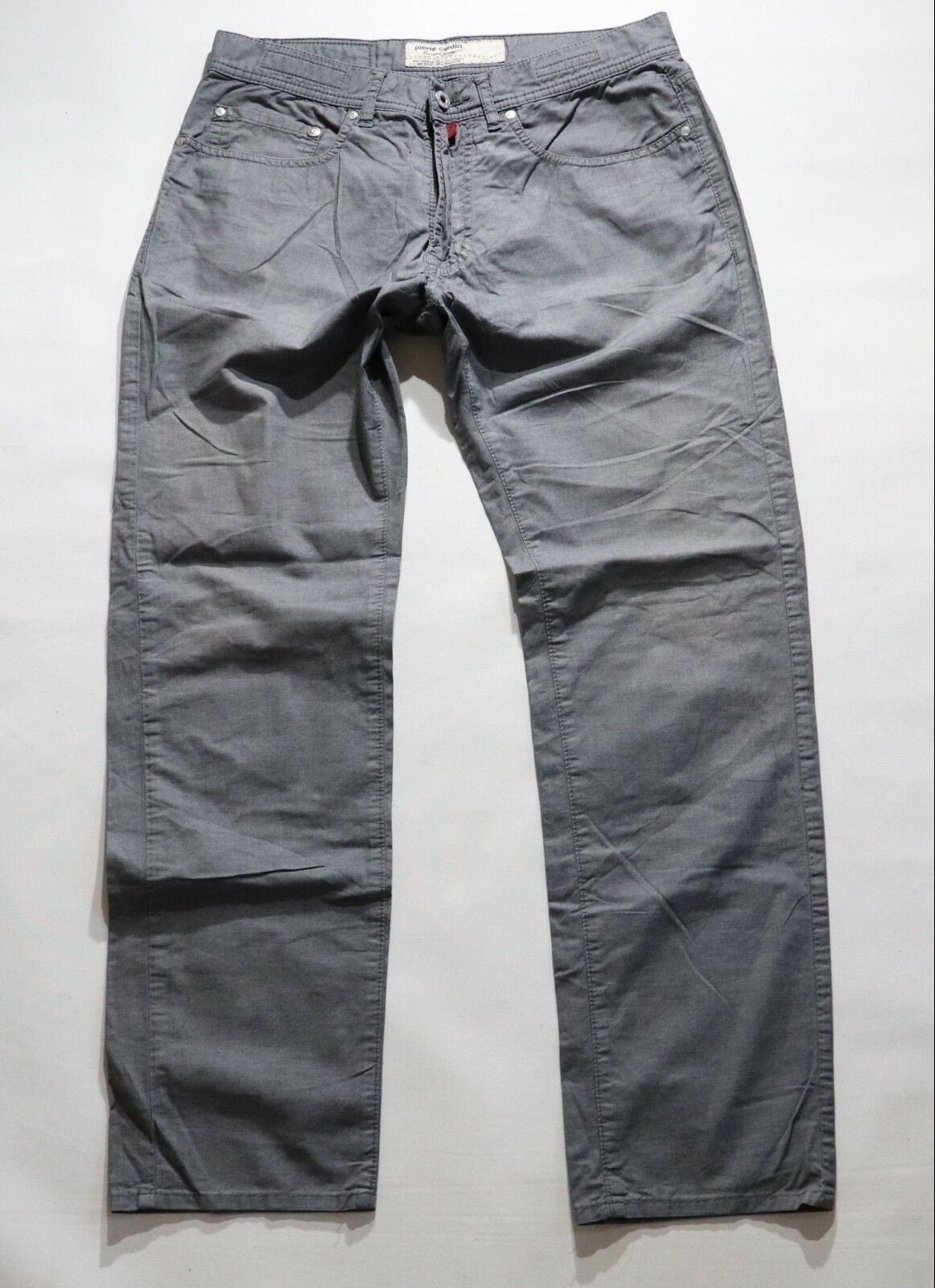 Image of Men's Vintage Pierre Cardin Fit Lyon Zip Fly Straight Stretch Grey Cotton Jeans Size W32 L30