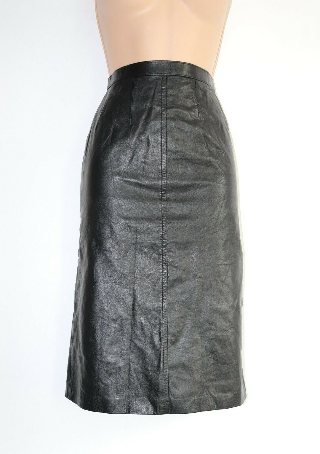 Women's Vintage High Waist Pencil Black 100% Leather Skirt - Etsy