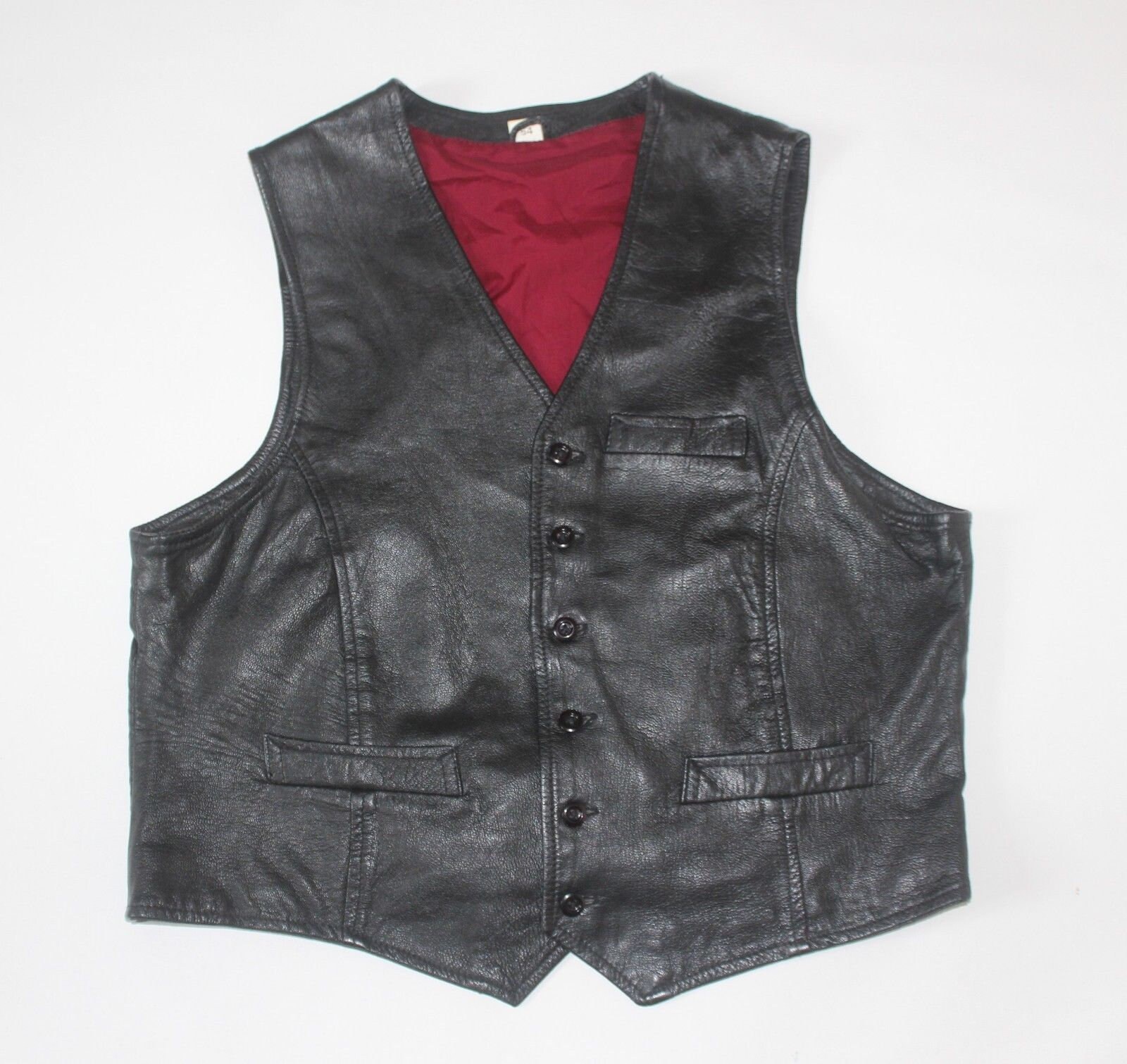 Men's Vintage Black 100% Leather Waistcoat Vest Size M Pit | Etsy