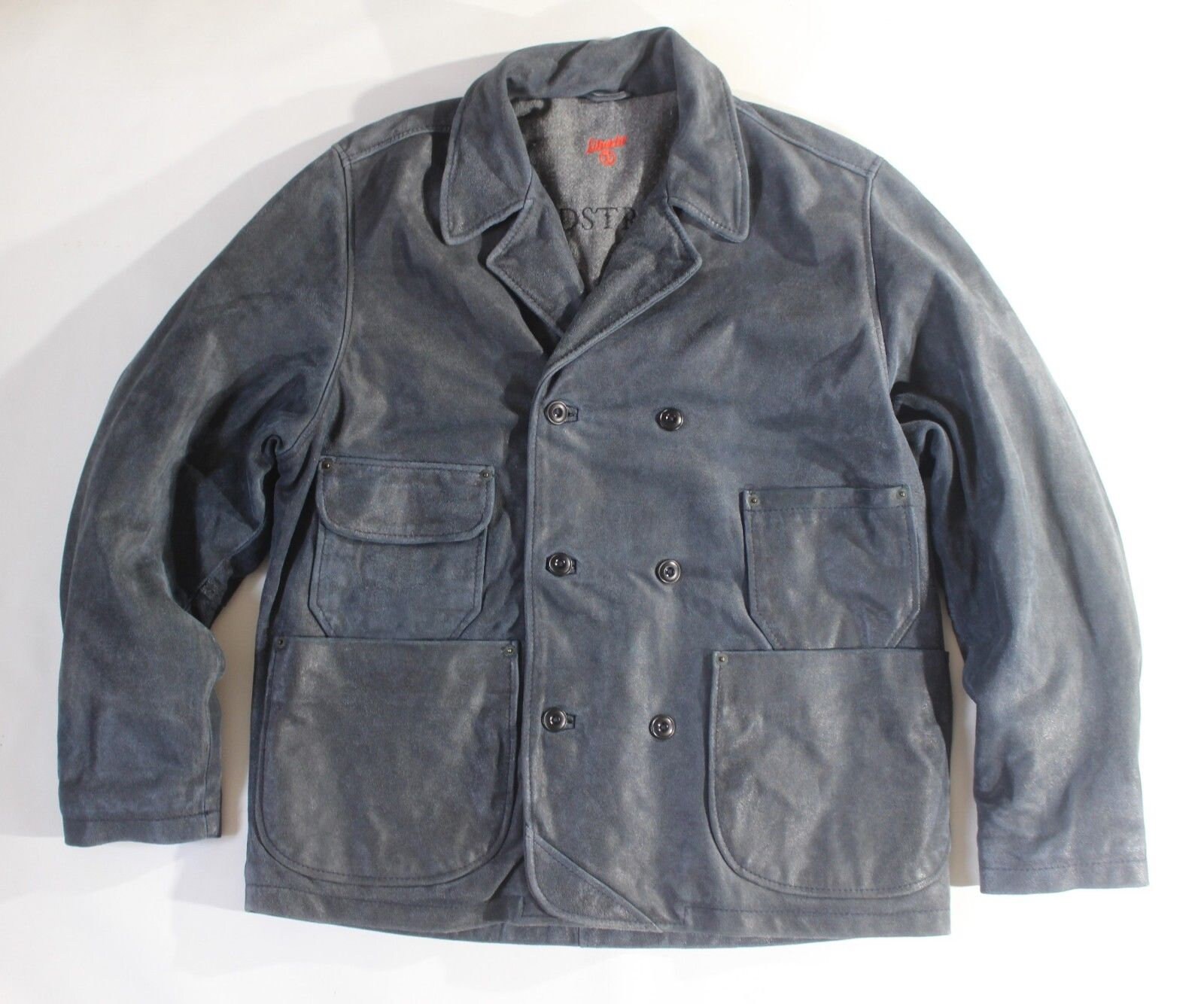 Image of Men's Vintage Liberto Distressed Blue 100% Leather Jacket L Xl Pit To 24.5In