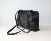 Women 39 s Vintage PICARD Slouch Black 100 Leather A4 Handbag Shoulder Satchel Bag