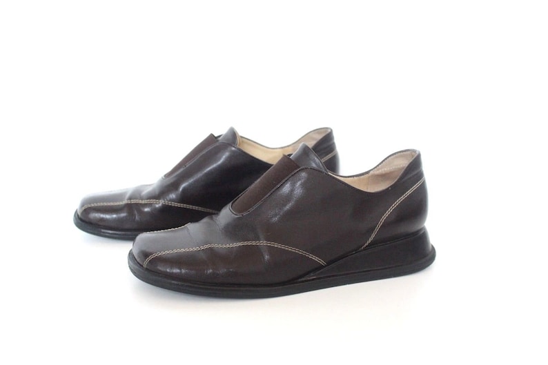 Women/'s Vintage JB MARTIN PARIS Slip On Wedge Brown Real Leather Loafer Shoes Size UK3 EU36