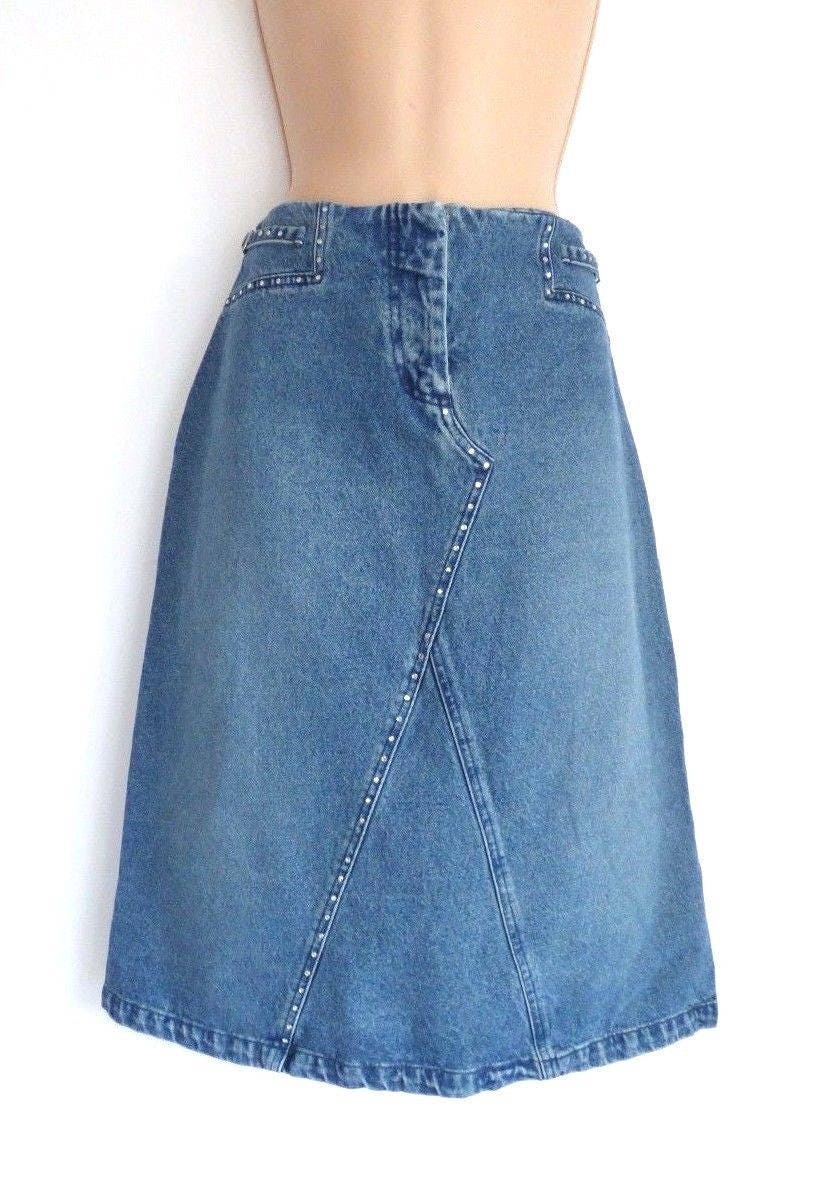 Women's Vintage VILA A-line Mid Calf Blue Denim Jean Skirt - Etsy UK