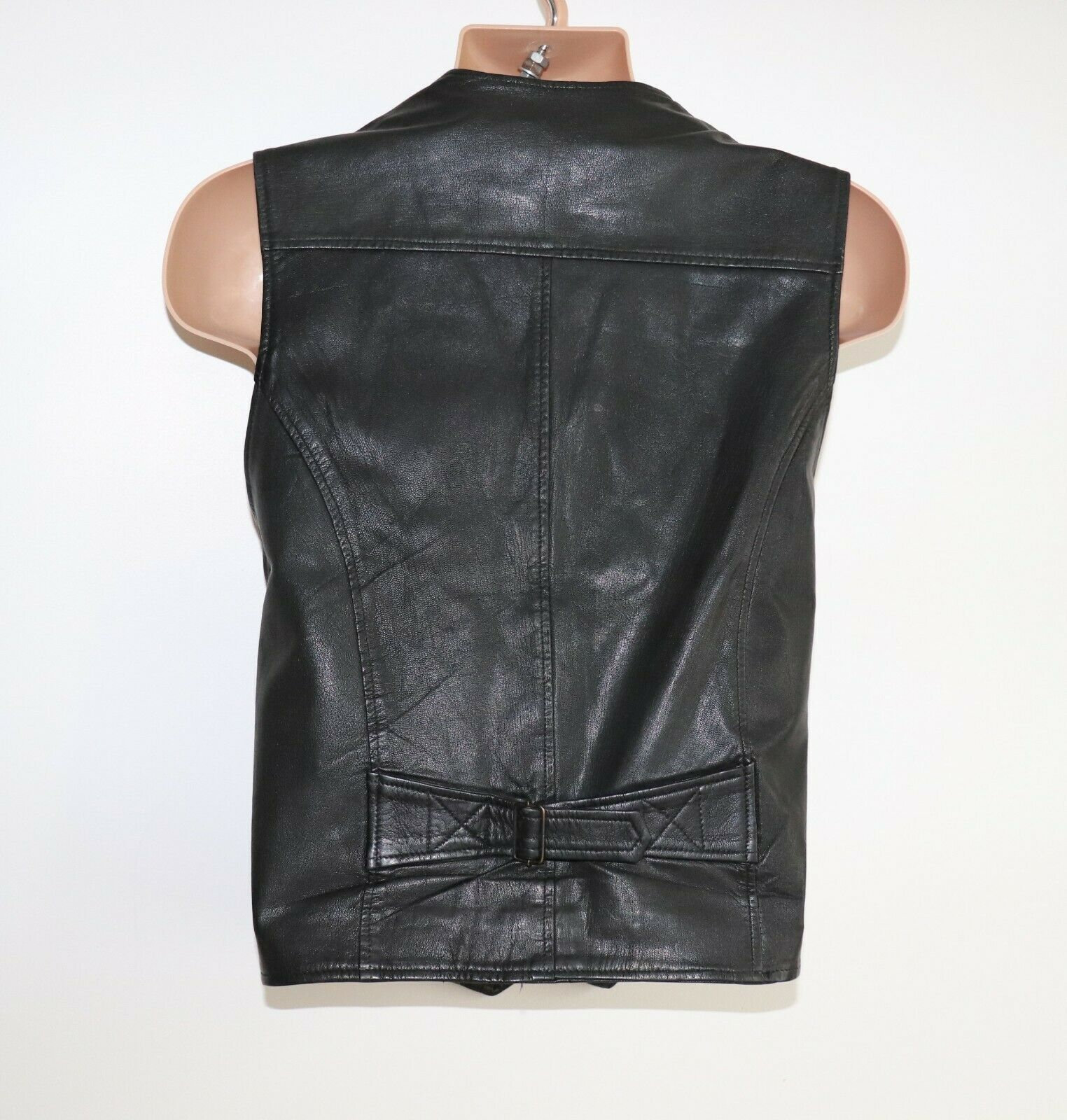 Men's Clothing Vests Men's Vintage Black 100% Leather Biker Rocker ...