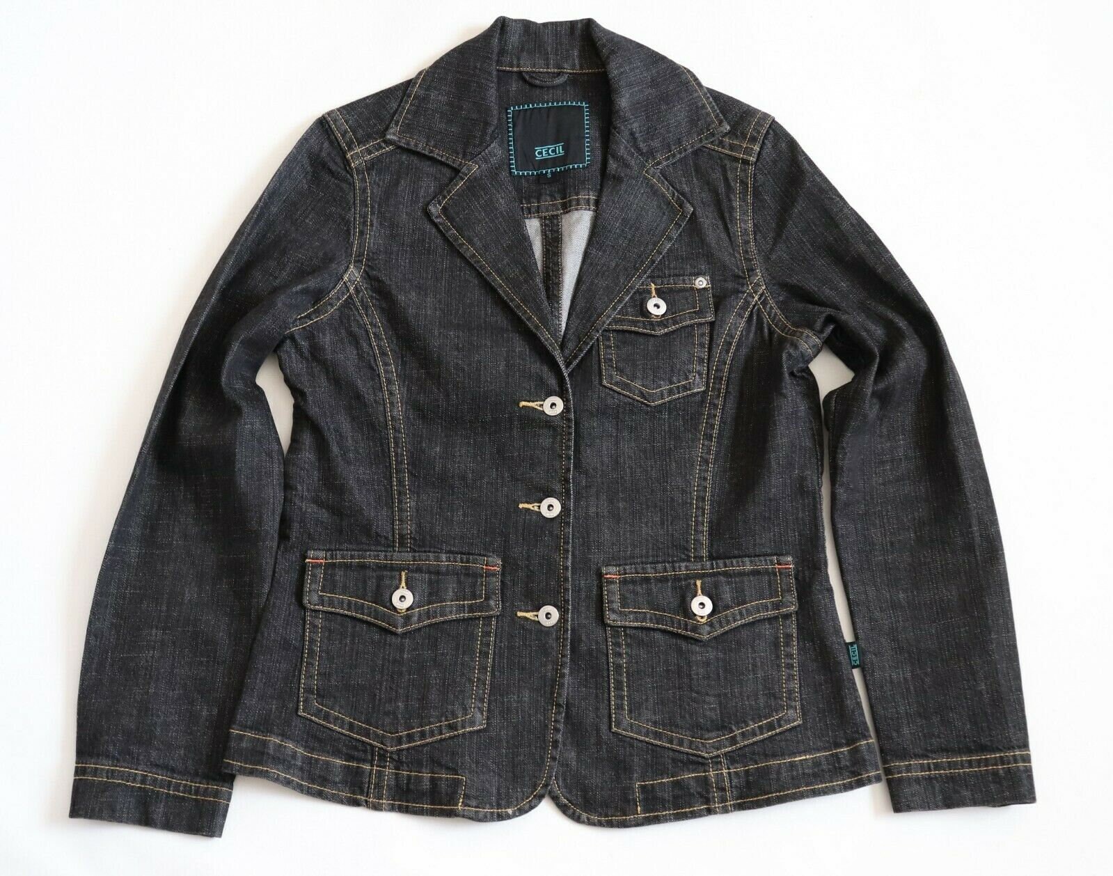 Women's Vintage CECIL Black Denim Jean Jacket Blazer UK12 | Etsy