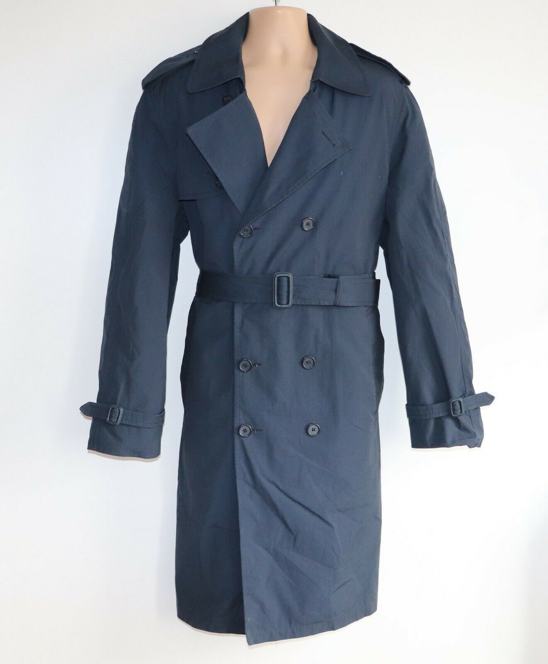Men's Vintage Removable Liner Belted Blue Trench Coat XL - Etsy