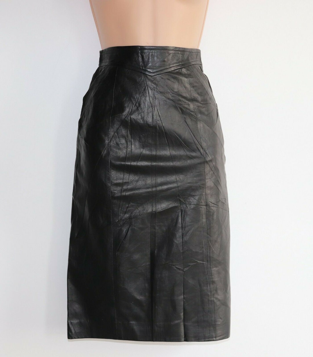 Women's Vintage High Waist Straight Black 100% Leather - Etsy