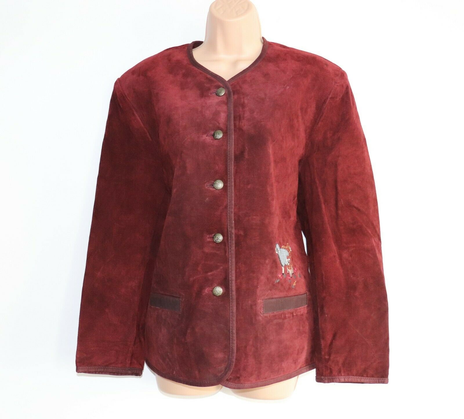 Image of Women's Vintage Leather Sound Red % Leather Suede Jacket Uk