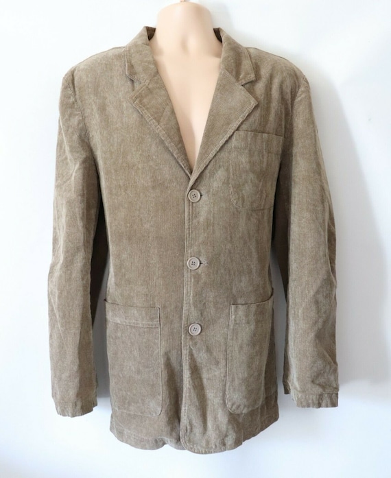Men's Vintage 80's BOSSINI Beige Needle Corduroy S