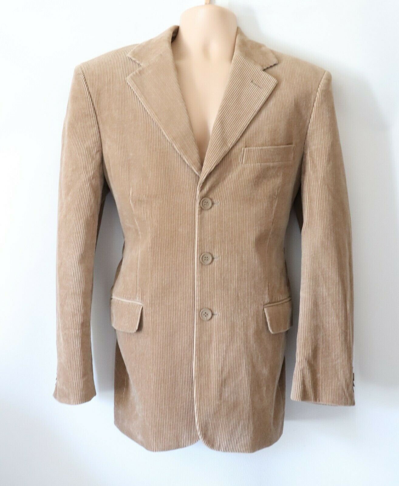 Image of Men's Vintage C&a Beige Corduroy Sports Blazer Jacket Size M L Pit To 22In