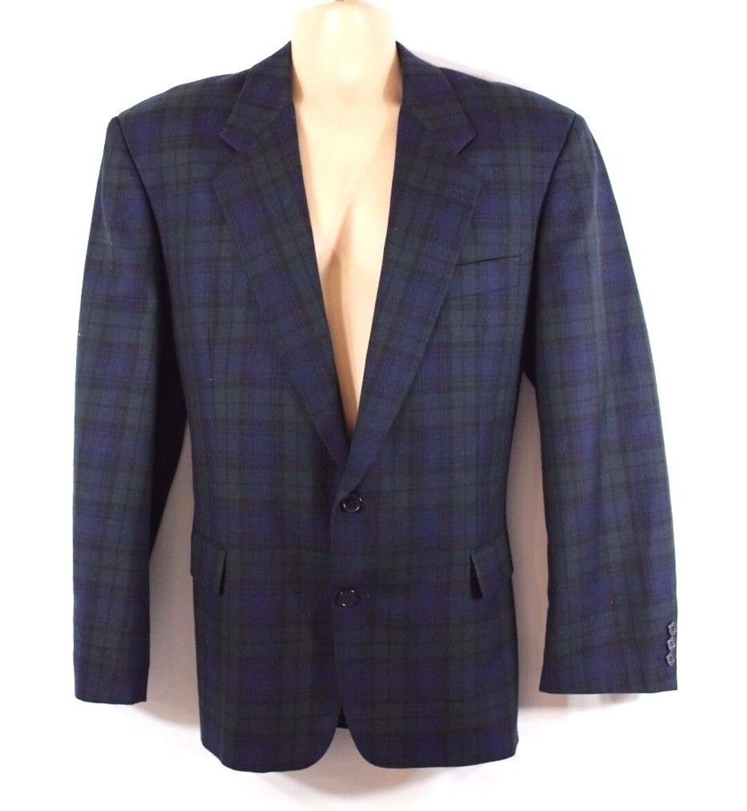 Men's Vintage C&A Blue Check Wool Mix Blazer Suit Jacket L - Etsy
