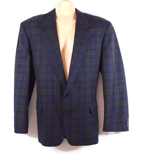 Men's Vintage C&A Blue Check Wool Mix Blazer Suit Jacket L | Etsy