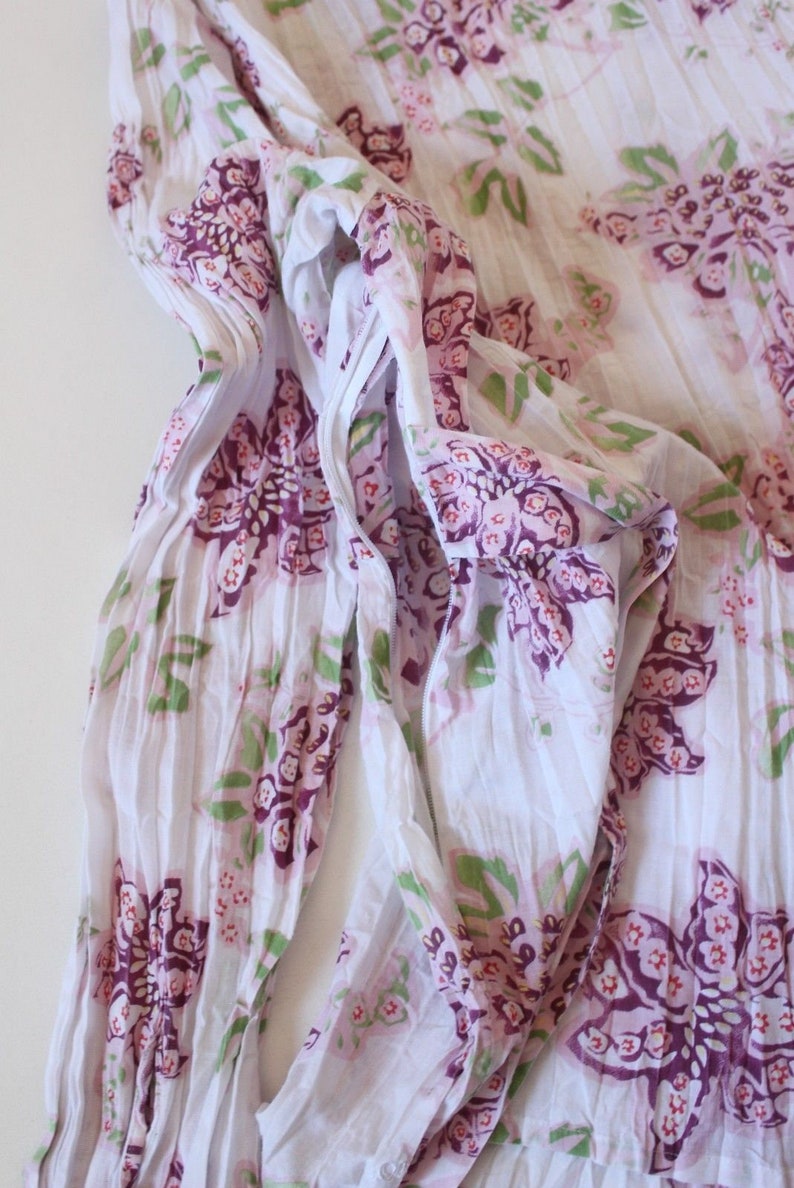 Women/'s Vintage s OLIVER Long Sleeve White Wrinkled Floral Cotton Mix Blouse Size UK16