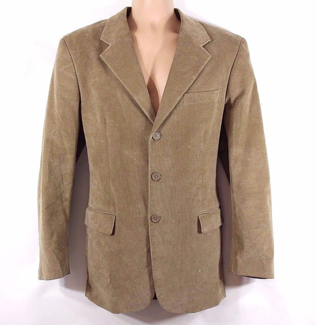 Image of Men's Vintage Beige Corduroy Sports Blazer Jacket Size L Pit To 23In