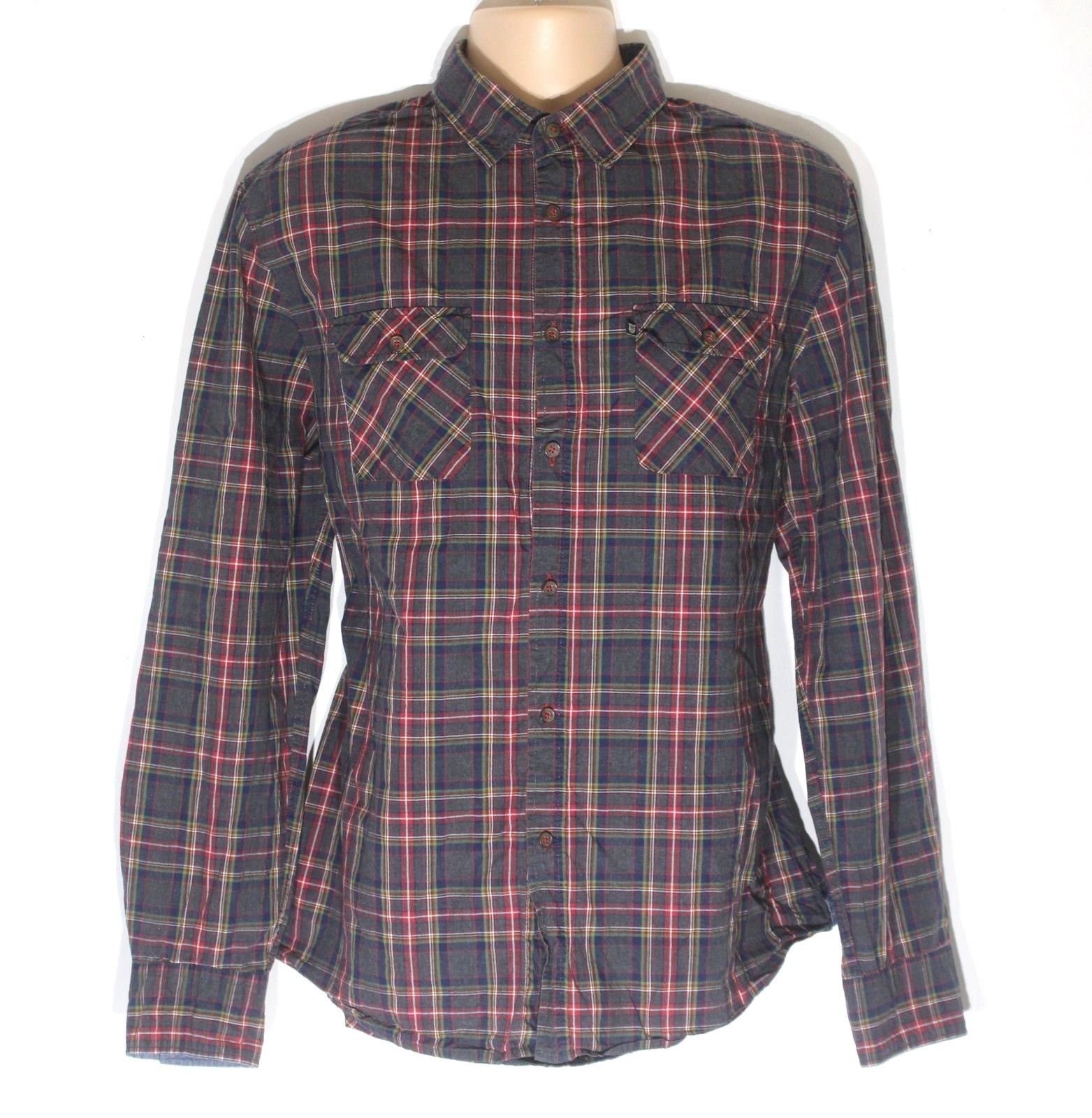 Image of Men's Vintage Hampton Republic Long Sleeve Grey Check Cotton Shirt Size Xl