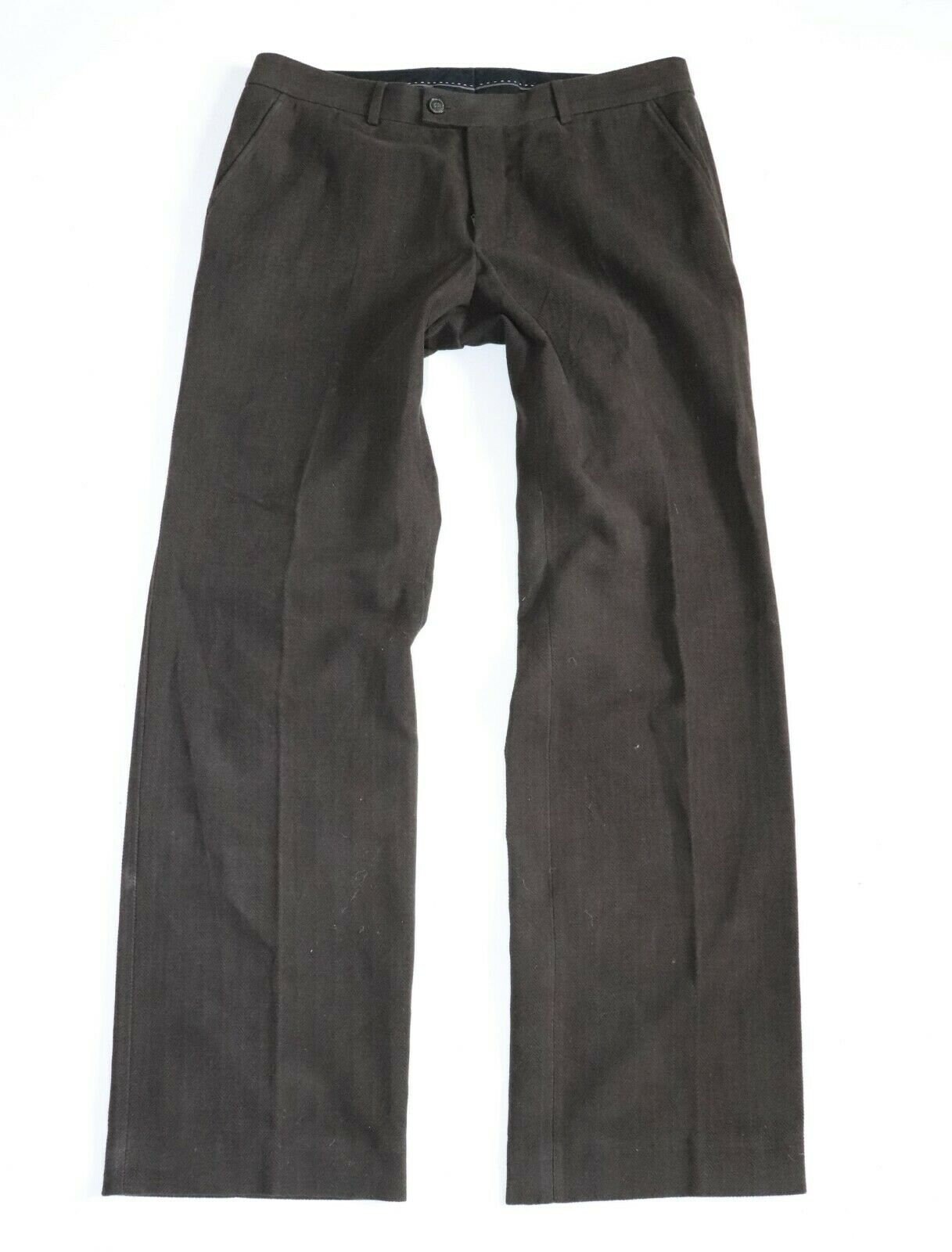Image of Men's Vintage Mexx Zipper Fly Straight Brown Herringbone Velour Velvet Cotton Tailored Pants Trousers Size W35 L35