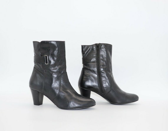 Women's Vintage PARK WEST Mid Heel Black 100% Leather - Etsy