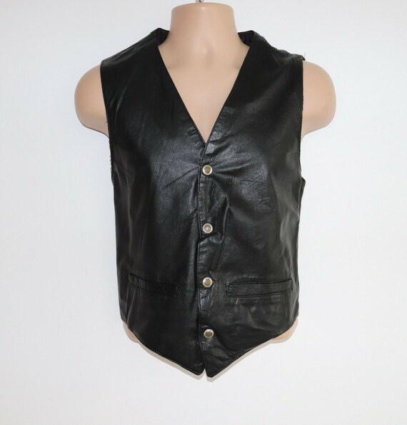 Men's Vintage Fitted Black 100 Leather Waistcoat Vest Etsy