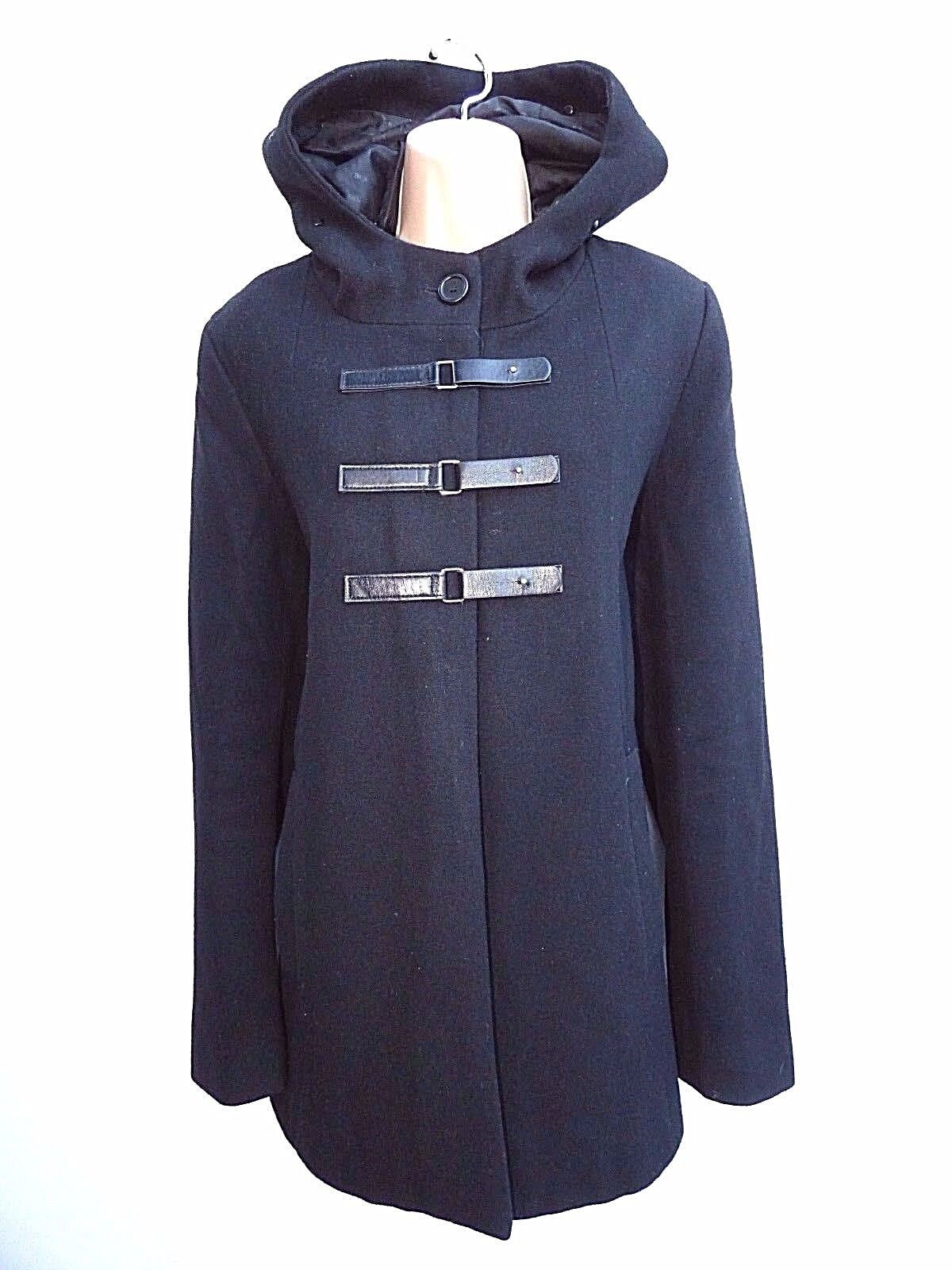 Image of Women's Vintage Sara Kelly Hooded Black Tweed Wool Coat Jacket Uk