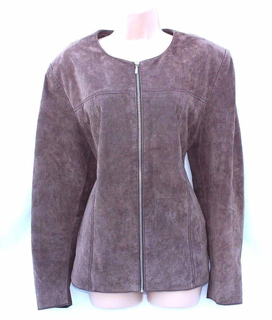 Image of Women's Vintage Cubus Brown % Leather Suede Jacket Coat Uk