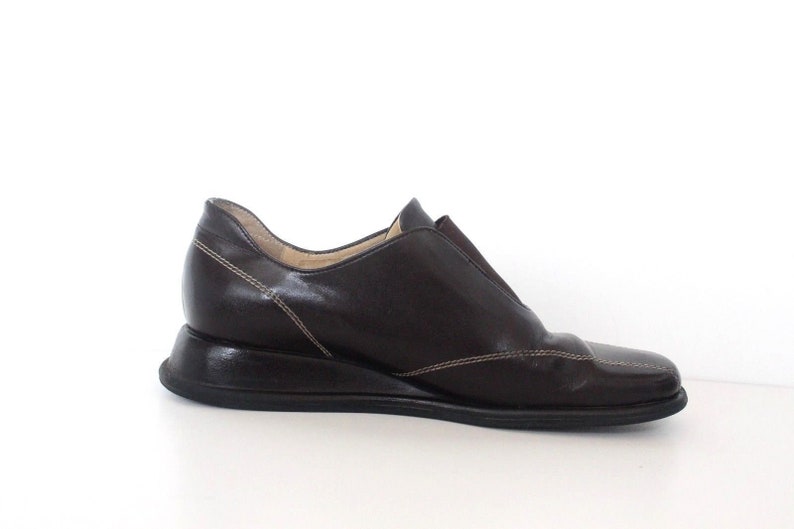Women/'s Vintage JB MARTIN PARIS Slip On Wedge Brown Real Leather Loafer Shoes Size UK3 EU36