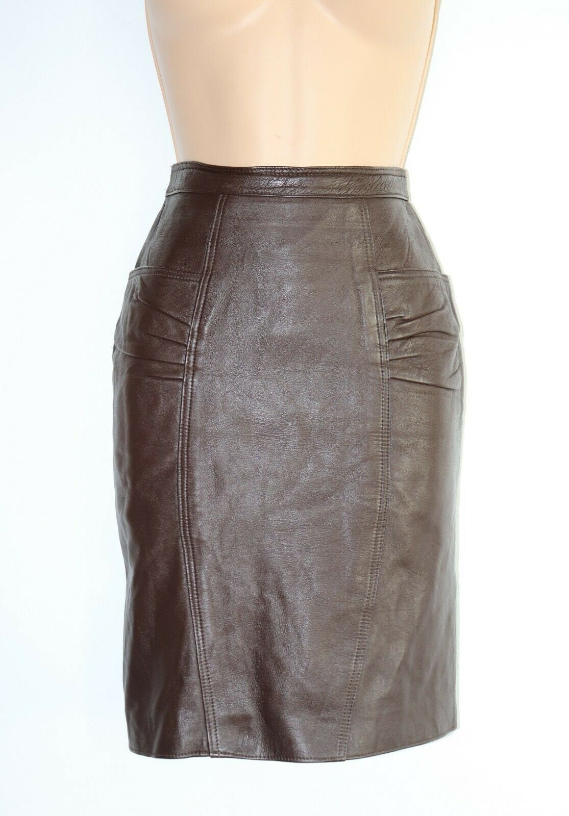 Image of Women's Vintage Cosentino Antonio Brown % Leather Skirt Uk WIn