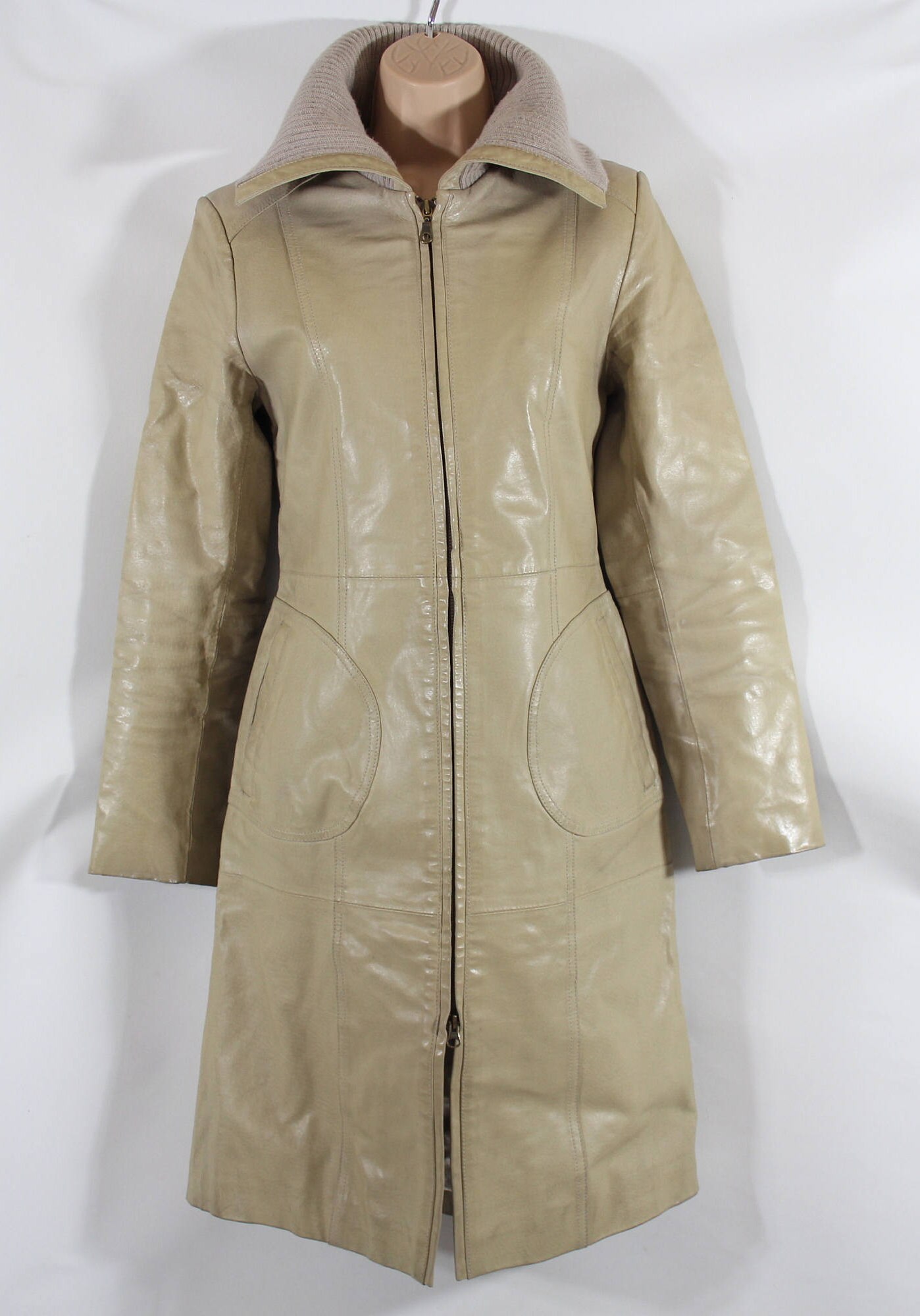 Image of Women's Vintage Formul@ Joven Beige % Leather Coat Uk Uk