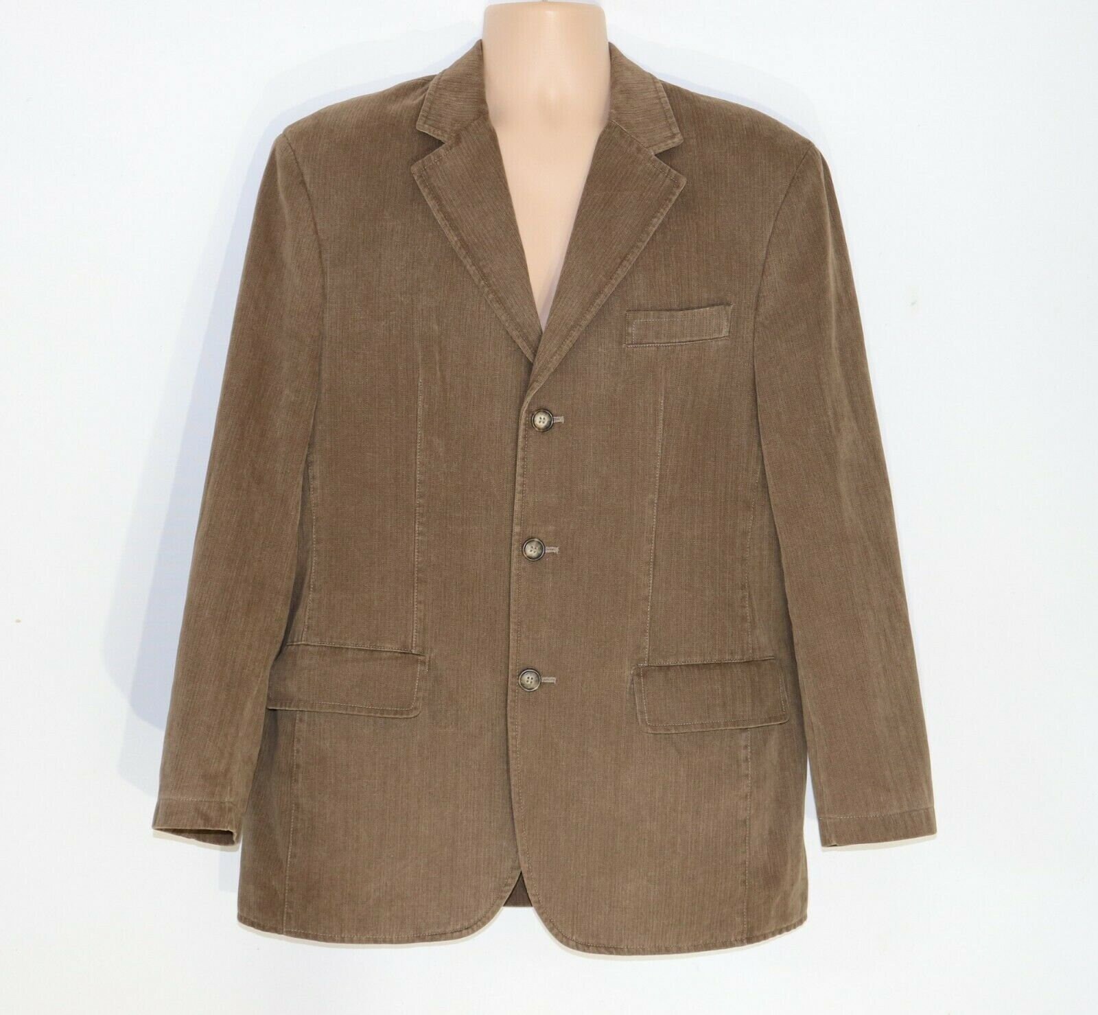 Image of Men's Vintage "Frank Eden" Brown Cotton Sport Blazer Suit Jacket M Pit To 22.5In