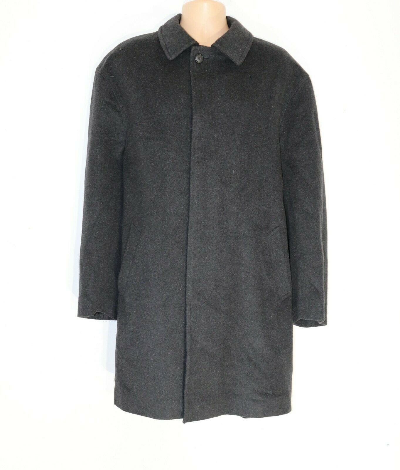 Image of Men's Vintage Nautica Charcoal Grey Wool Cashmere Coat Overcoat 2xl Pit To 27.5In