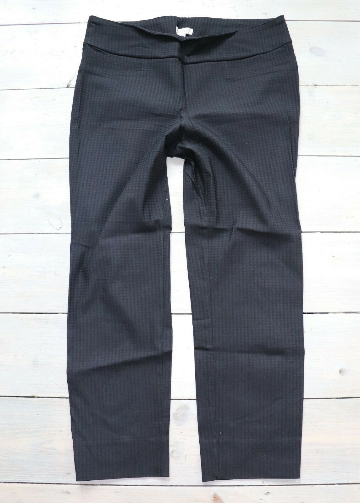 Image of Women's Vintage Eliane Rose Pull On Stretch Black Check Cropped Pants Uk L